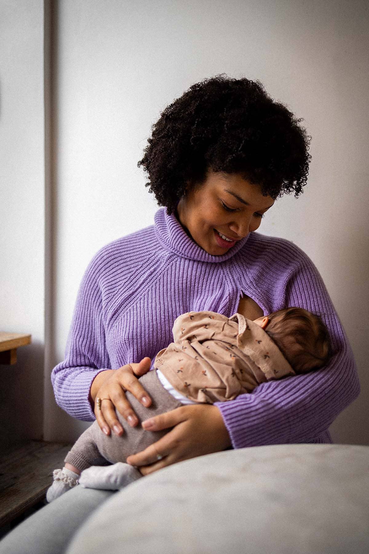 You&Milk - Wholesale Knit Sweater - Women's - Sweet Mama Nursing Sweater (Lilac, Pink)1