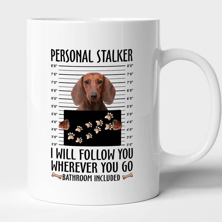 Dachshund Personal Stalker Mug, Dog Face Mug, Dog Owner Gift for wholesale by AJCanvasPrints