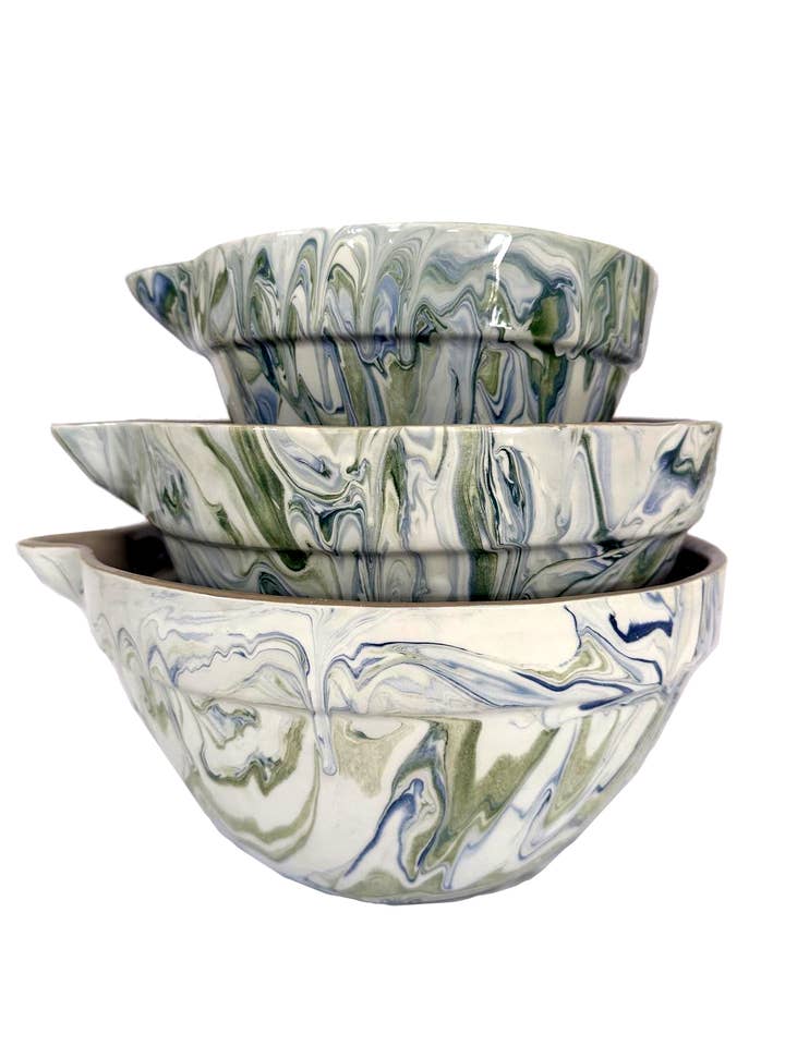Marbled Ocean Mixing Bowls - Set of 3 for wholesale by Une Vie Nomade
