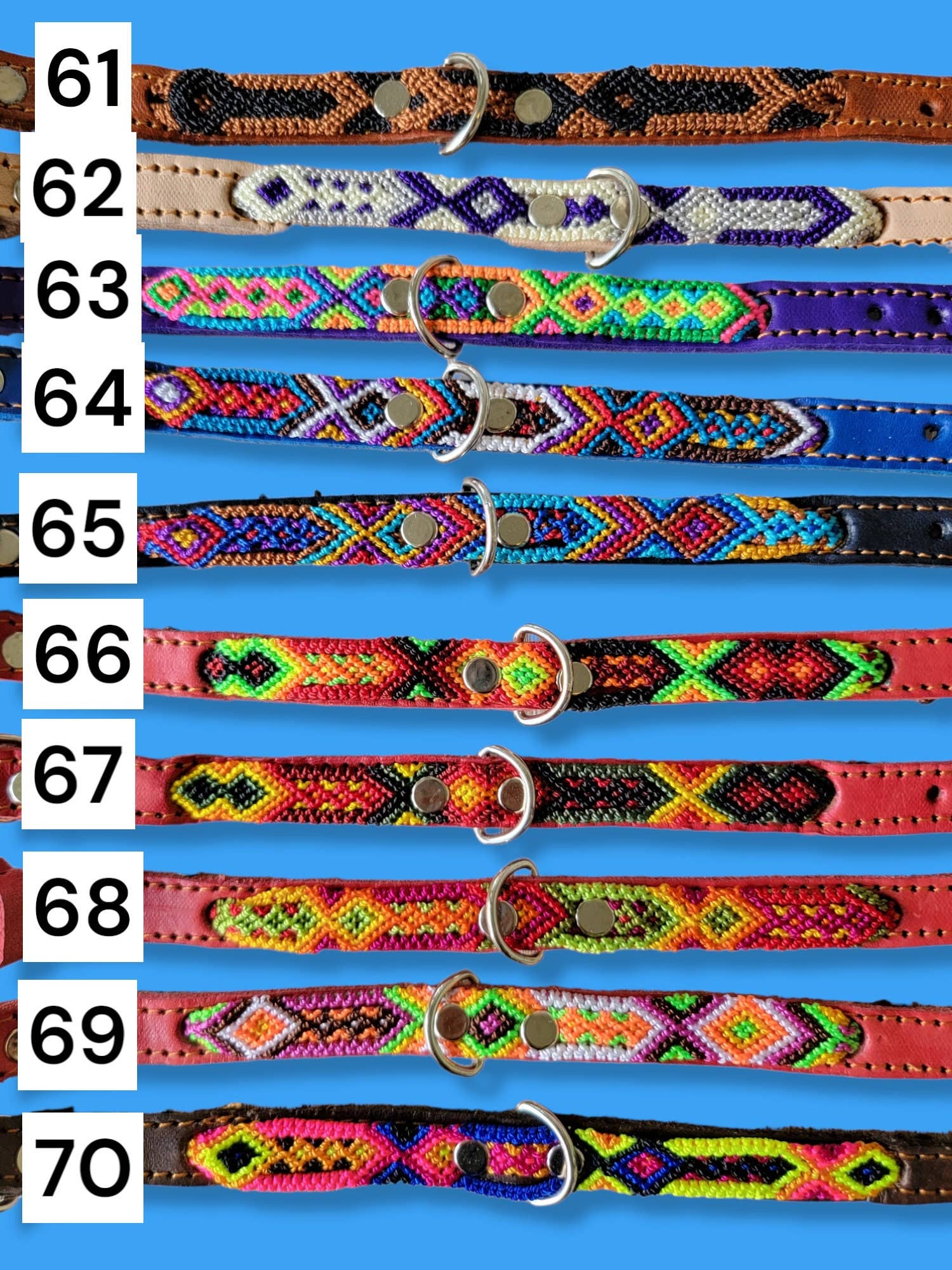 Mom And Pup Co. - Wholesale Halsband - Hond - XS Mexikaanse huisdierhalsband - kleurrijke leren halsband met tribale borduursels8