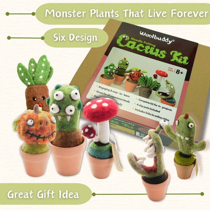Woolbuddy - Wholesale DIY Craft Kit - Needle Felting Cactus Kit