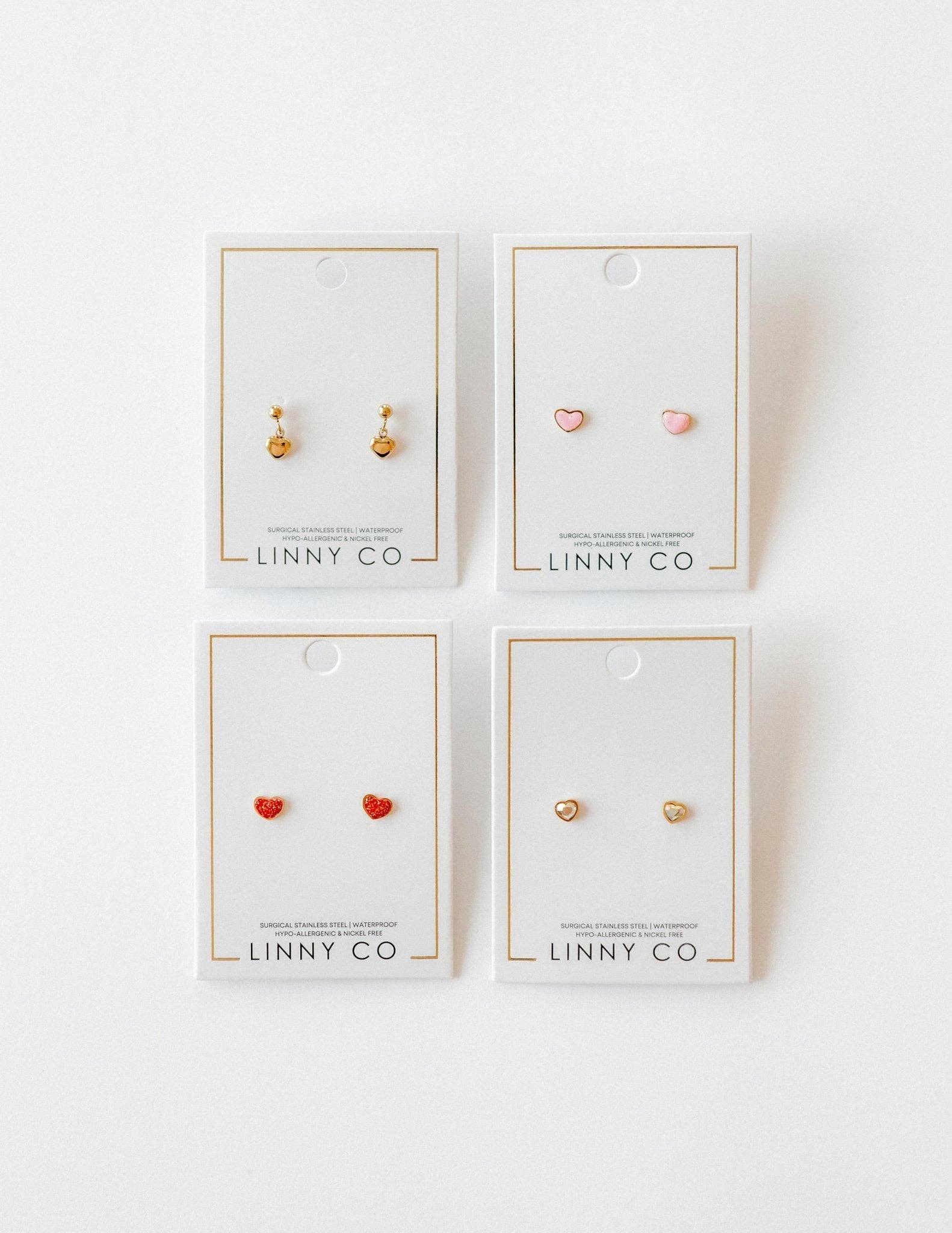 LINNY CO - Wholesale Stud/Post Earrings - Screwback Stud Earrings - Nora Heart Pink13