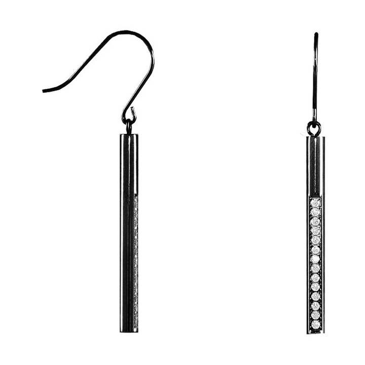 ER318 B.Tiff Pave 14-Stone Dangling Bar Earrings for wholesale by B.Tiff