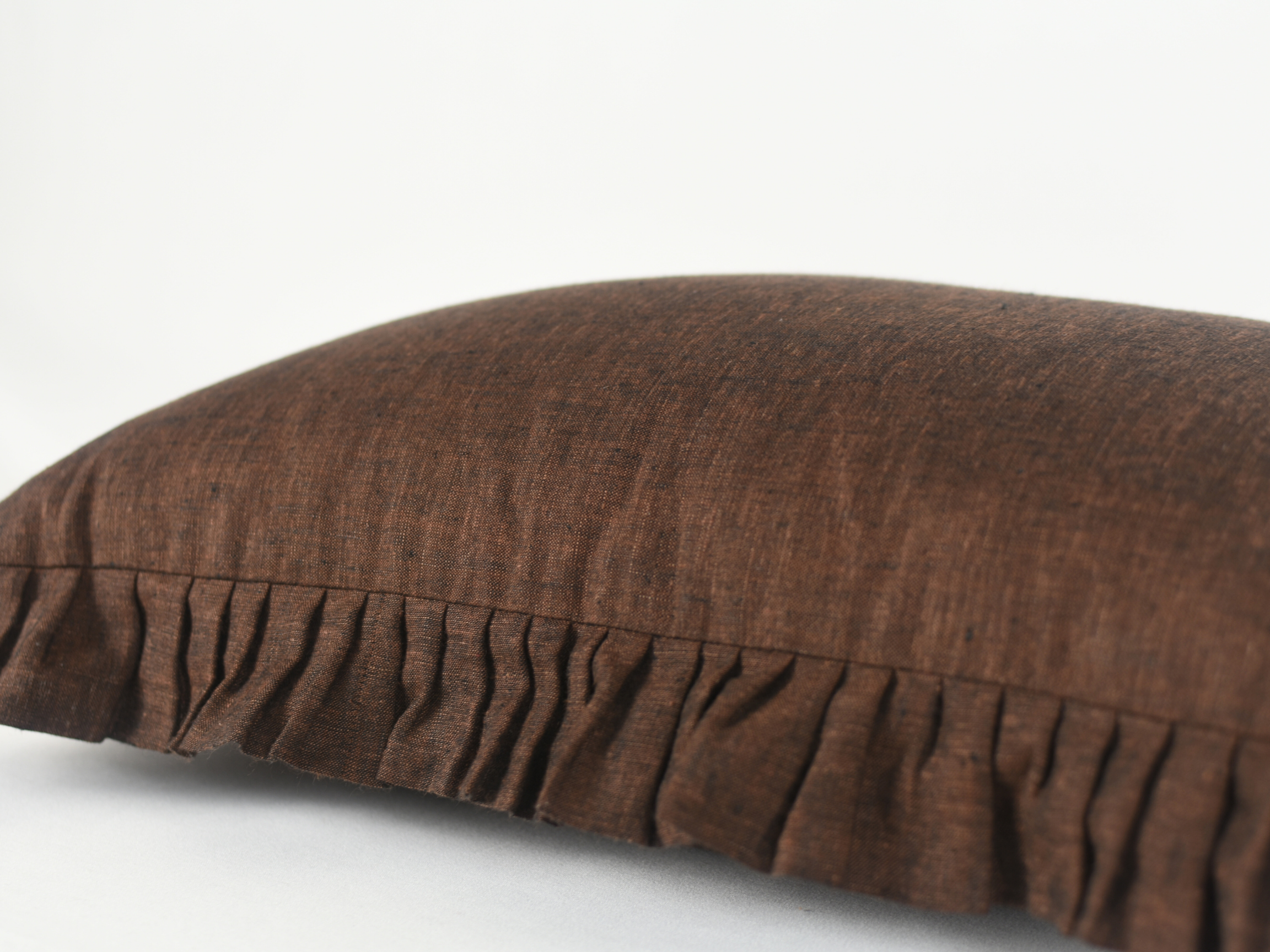 Xasmin Interiors LLC - Wholesale Throw Pillow Cover - Zooni Ruffle Brown - Solid Linen Ruffle Pillows2