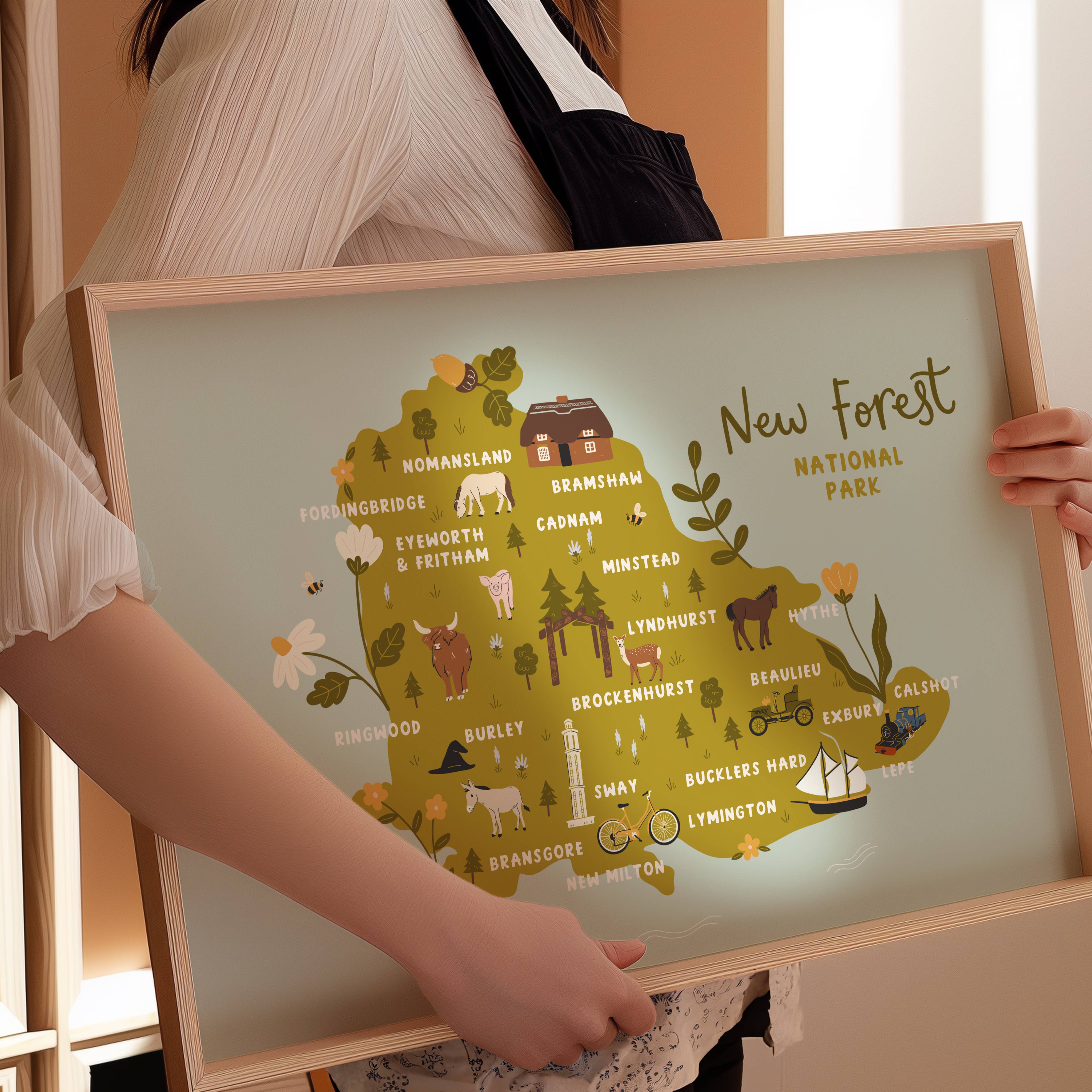 Abbie Imagine – wholesale Art print – New Forest Map Illustrated Print4