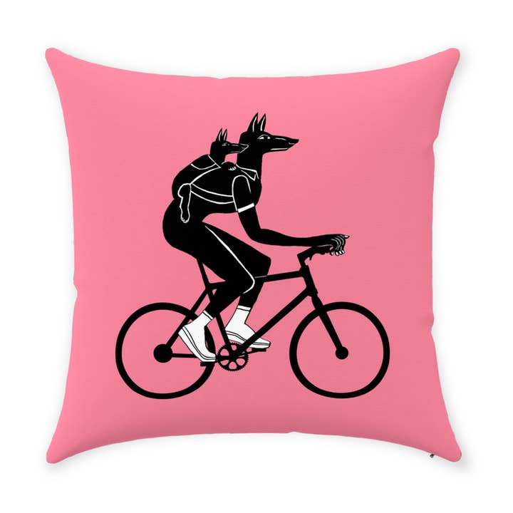 Egyptian God Anubis -- Bike Life Throw Pillow for wholesale by Bicycle Utopia
