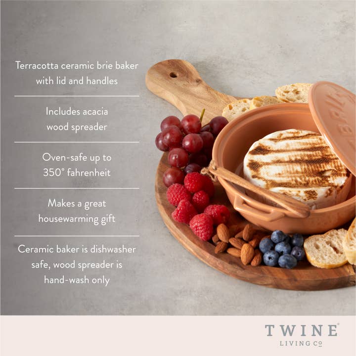 Twine - Wholesale Cheese Board - Terra Cotta Brie Baker with Wood Spreader