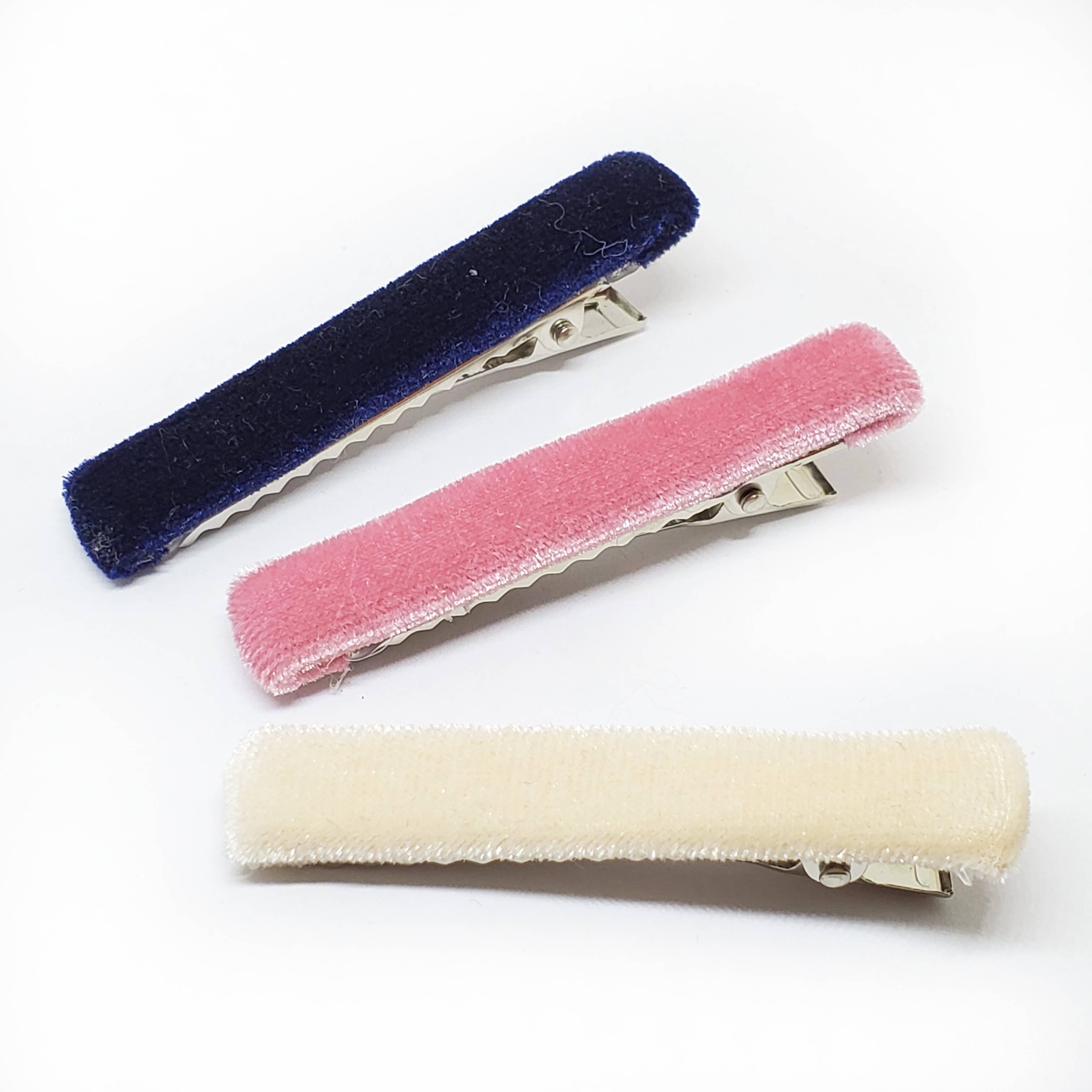 The Tiny Bow Shop - Wholesale Hair Clip - Kids - Navy, Mauve and Cream Velvet Fabric Clip Set0
