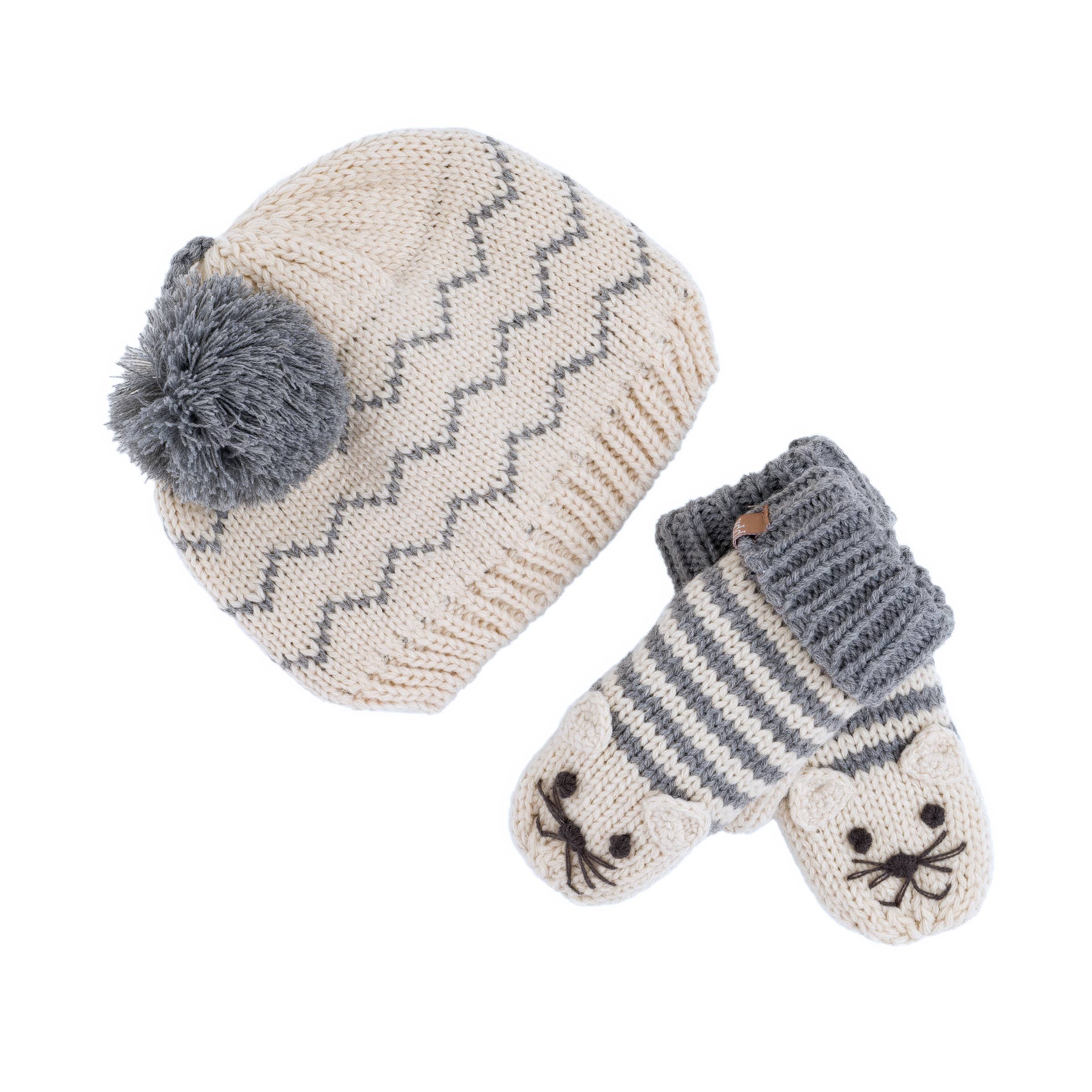Peppercorn Kids - Wholesale Mittens - Kids - Knitted Cat Mittens - Toddler / Little Kids / Big Kid - Gray3