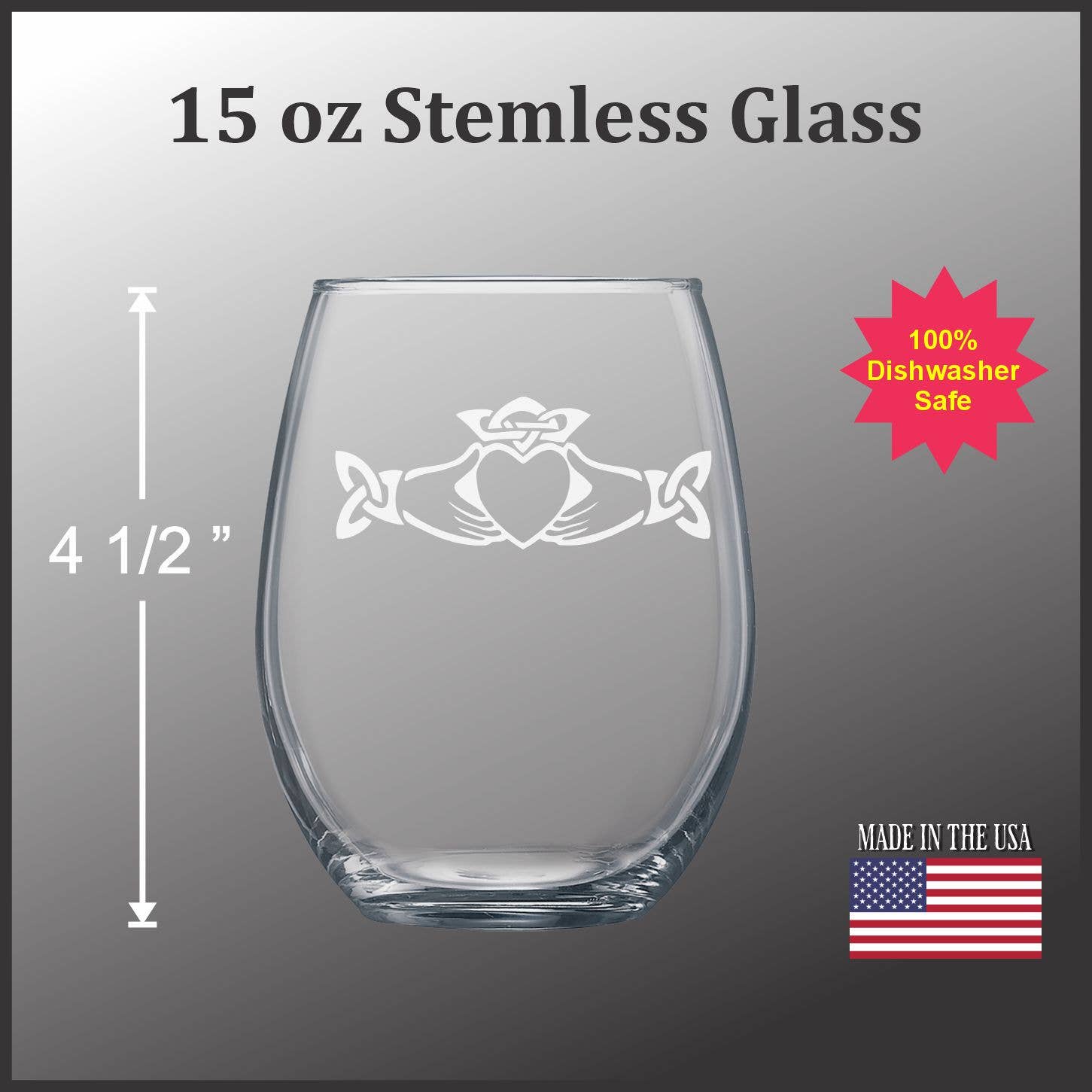 Adirondack Etching LLC - Wholesale Drinking Glass/Cup - Celtic Claddagh  -  Glassware3