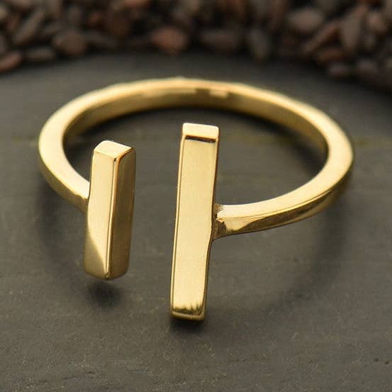 Gold Adjustable Natural Bronze Parallel Bars Ring for wholesale on Faire0