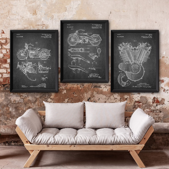 Artable – wholesale Galleriväggselement – Harley Davidson patenttryck, set om 35