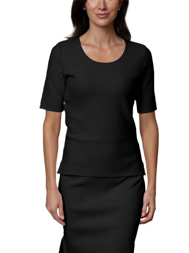 Top de manga corta Annika, negro para venta al por mayor de Biana