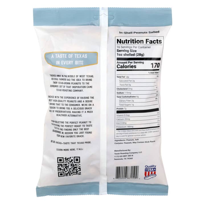 Texas Roasting Company - Wholesale Nuts - Salted Peanuts In-Shell 16oz (Case of 12)1