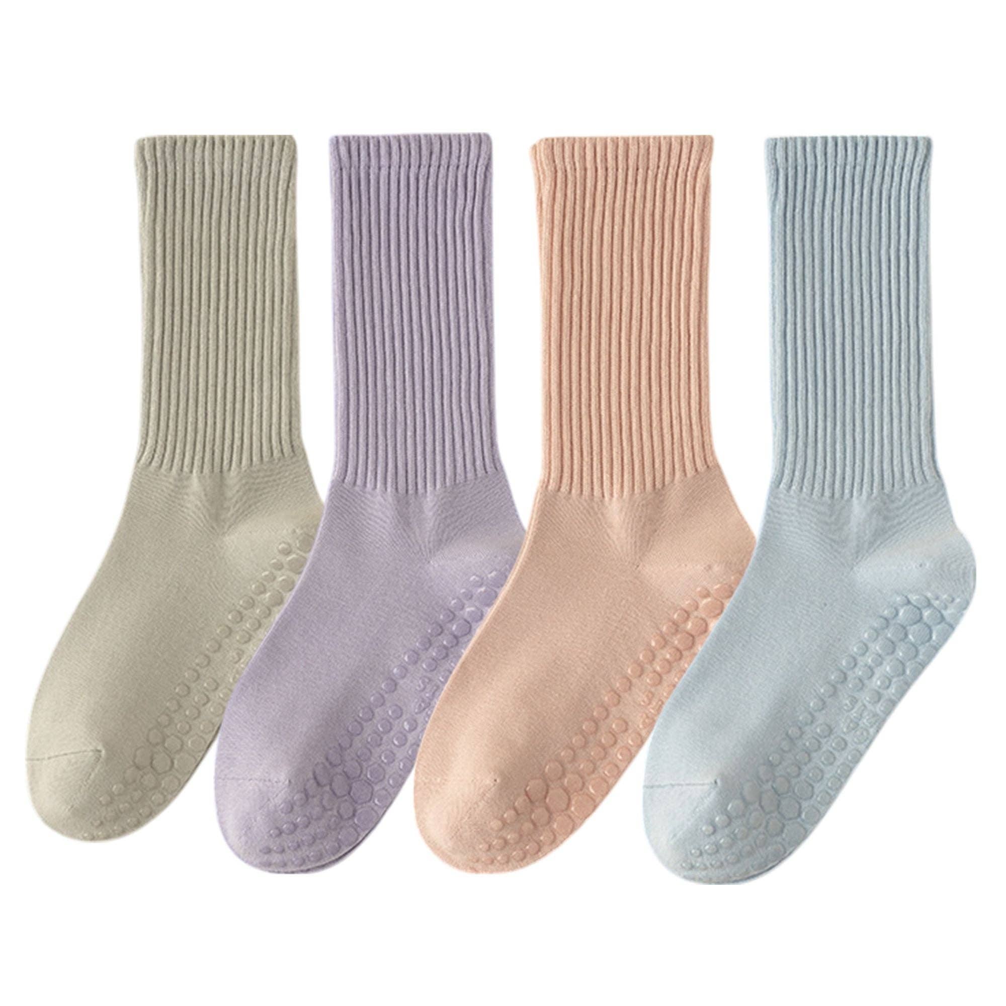 AK Brand - Wholesale Socks – Women's - 4-Pack Anti-Slip Yoga Socks with Grips Comfortable Ribbed De0