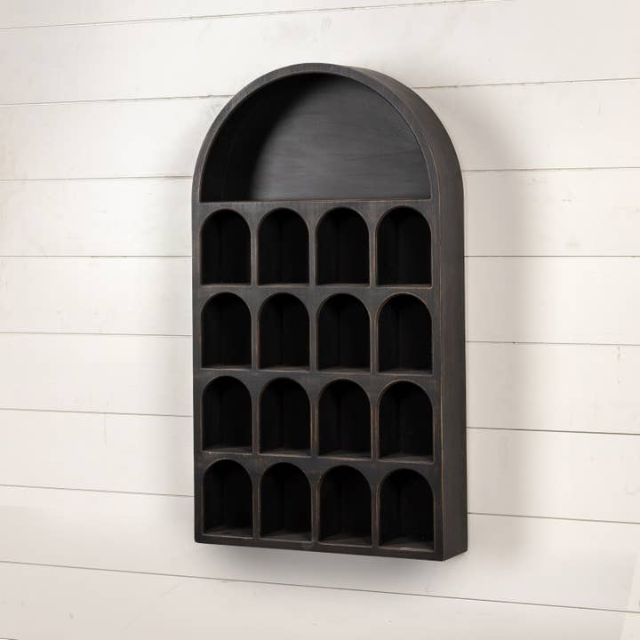 Ragon House - Wholesale Wall Mounted Shelf - 38" BLACK ARCHED CUBBY SHELF