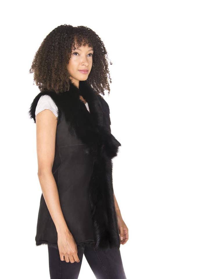 Infinity Leather (Upperclass Fashions Ltd) – wholesale Outerwear Vest - Women’s – Women's Toscana Sheepskin Long Gilet-Sorocaba