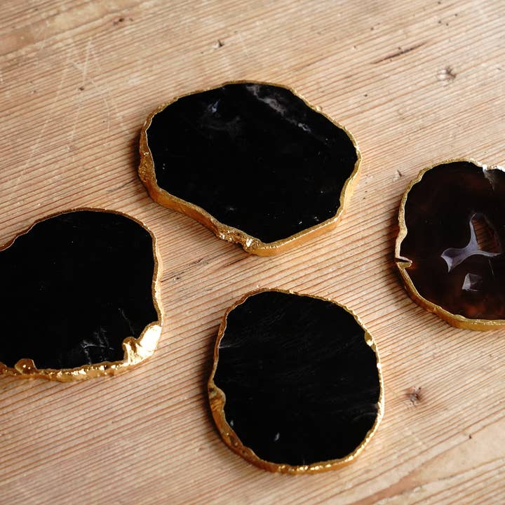 Backwoods Provisions - Vente Sous-verre - Dessous de verre en agate trempée dans l'or, coloris foncé ou clair1