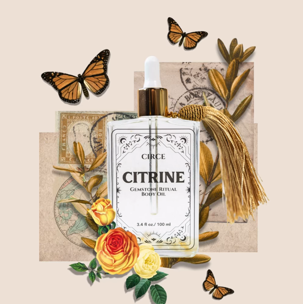 CIRCE - Wholesale Bath/Body Oil - Citrine Gemstone Body Oil – Crystal-Infused Hydrating Oil for Abundance & Glow | 3.4 oz2