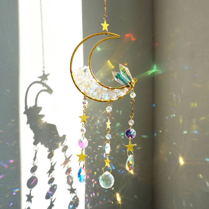 Moon Suncatcher Crystal Prism Wind Chimes por atacado de Crystolver (We Cover All Import Fees)