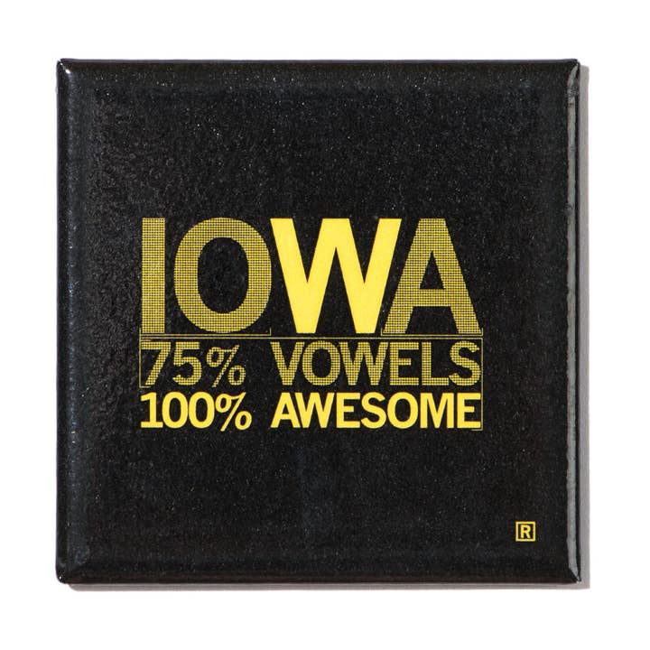Ímã de metal Iowa Vowels - Black por atacado de RAYGUN