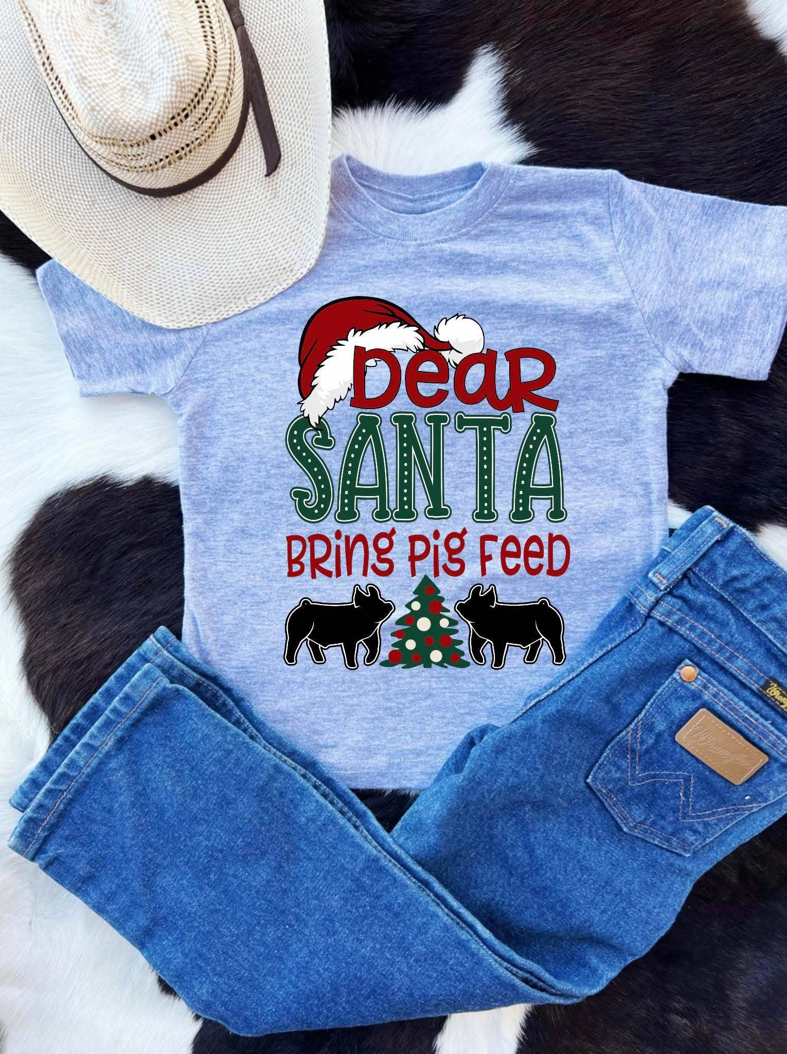 Grey Dear Santa bring pig feed  for wholesale on Faire0