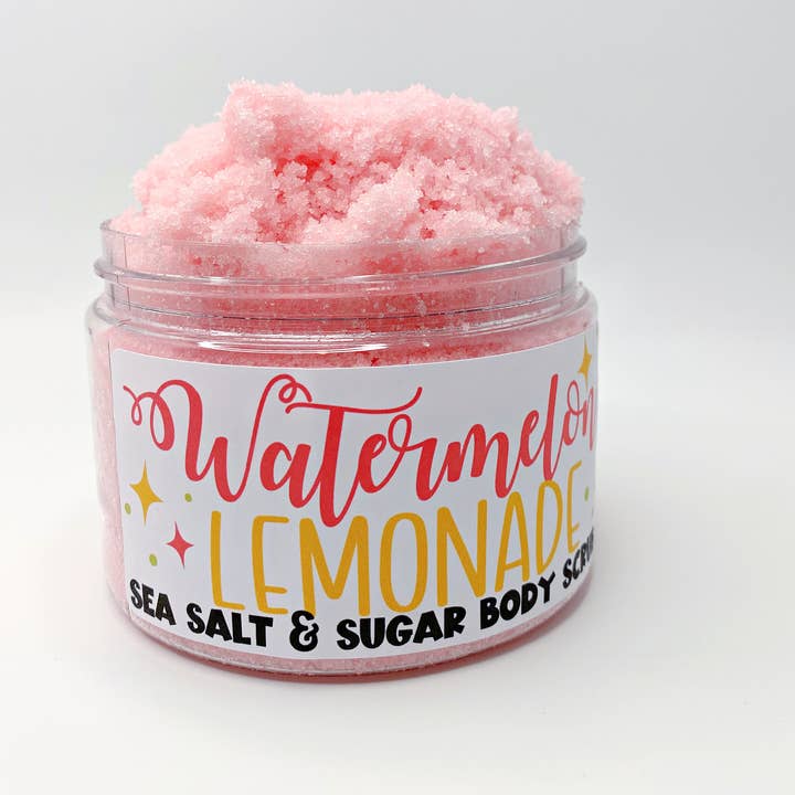 Watermelon Lemonade Sea Salt and Sugar Scrub for wholesale by The Little Bubble