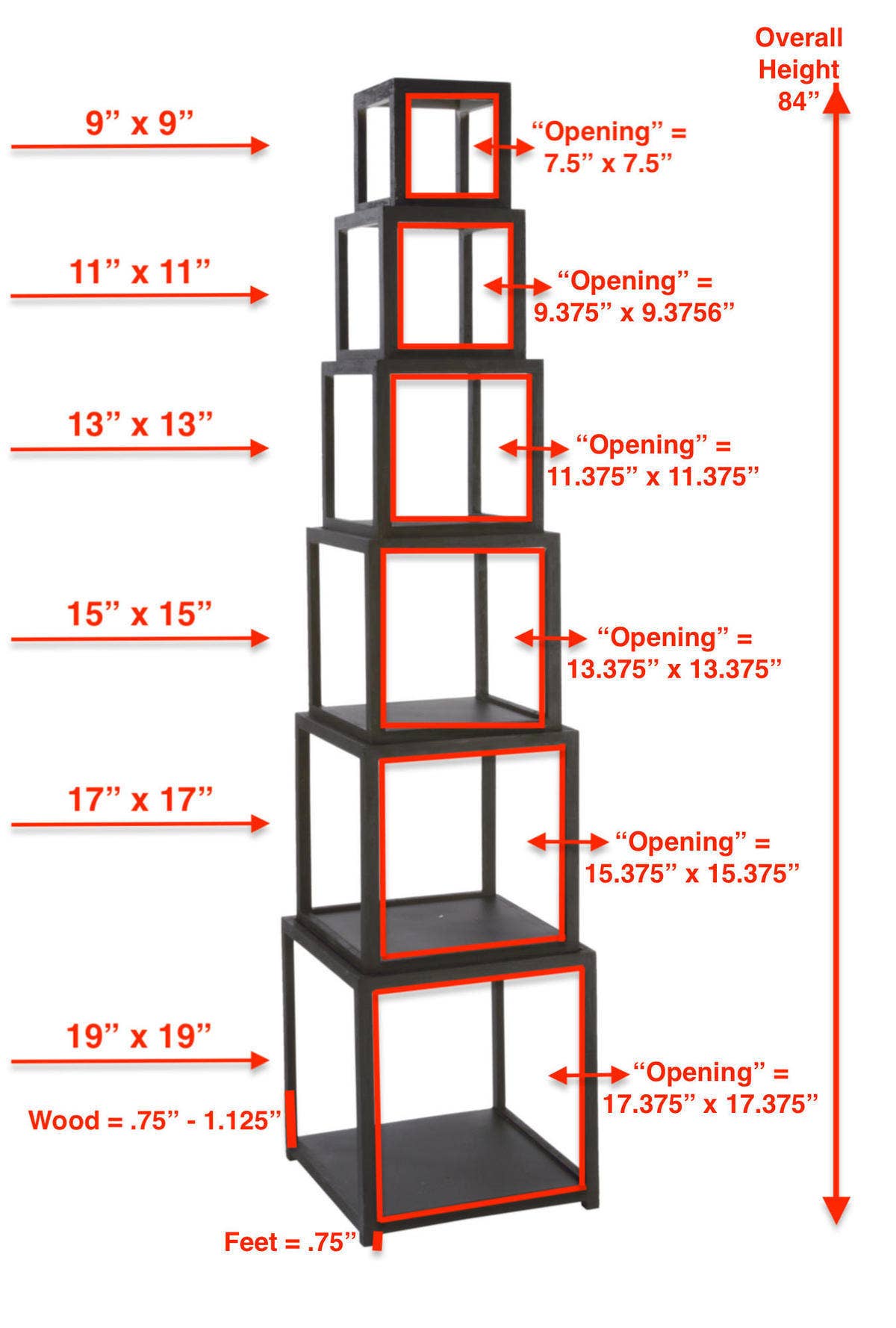 Tripar International – Engroshandel Display til detailhandlere – Trækubeopstigninger i sæt af 3 eller sæt af 616