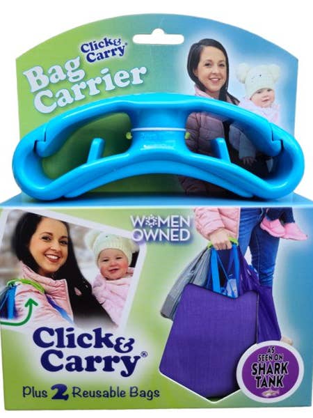 Click & Carry Grocery Bag Handle with 2 Reusable Bags Bundle for wholesale by Click & Carry