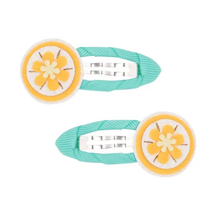 Glitter Orange & Aqua Hair Clips - Pair for wholesale by SISTER BOWS