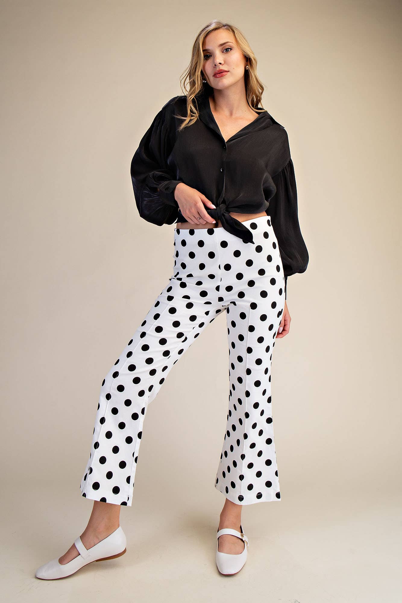 Glam - Wholesale Pants - Women's - Flare Crop Dot Pants13
