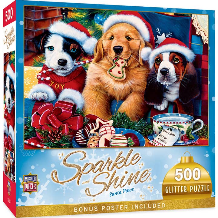 Sparkle & Shine - Santa Paws 500 Piece Glitter Puzzle for wholesale by Masterpieces Puzzles