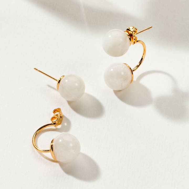 Luna Norte - Wholesale Dangle Earrings - Mar's Moons Front Back Gemstone Earring1