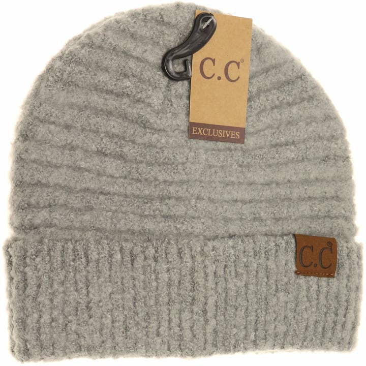 C.C Beanie - Wholesale Beanie - Women's - Solid Boucle Knit Cuff CC Beanie HAT7006