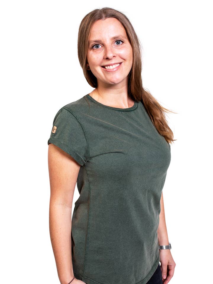 Camicia Fairwear Organic Basic da donna Stone Washed Green per la vendita all'ingrosso da parte di Life-Tree