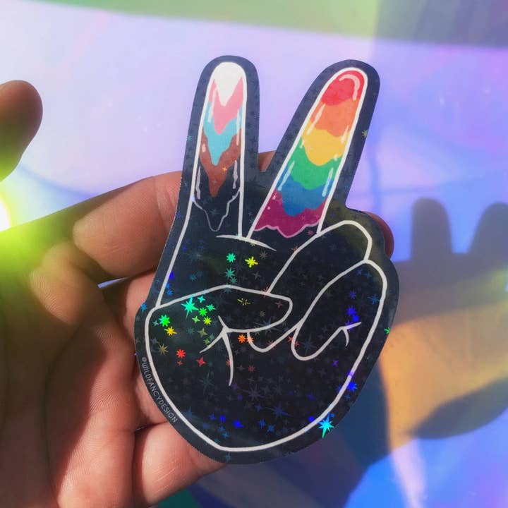 Pride Flag Hands Prismatiske Klistermærker for engroshandel hos Wild Fancy Design