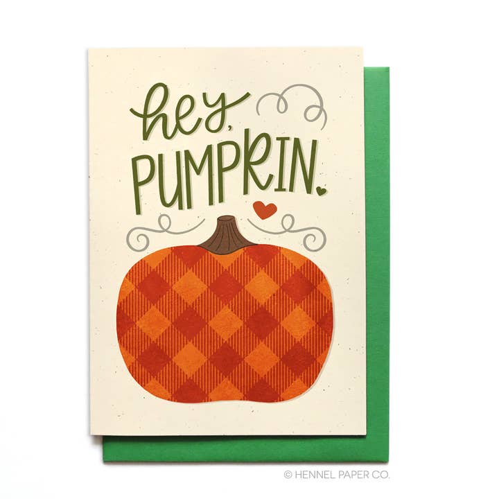 Autumn Season's Greetings Card - Hey Pumpkin for wholesale by Hennel Paper Co.