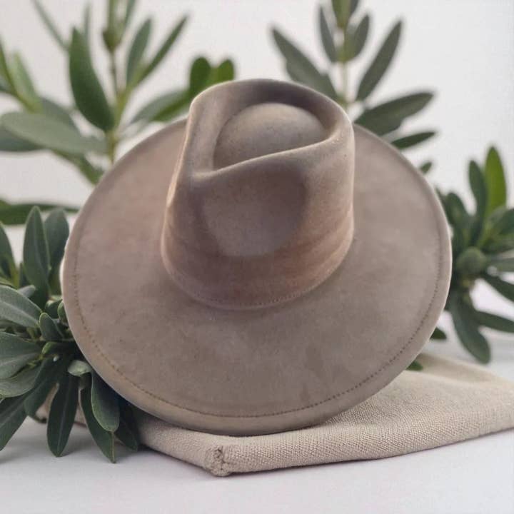 One and Only Accessories - Wholesale Fedora - Women's - Vegan Suede Wide Brim Rancher Hat 4