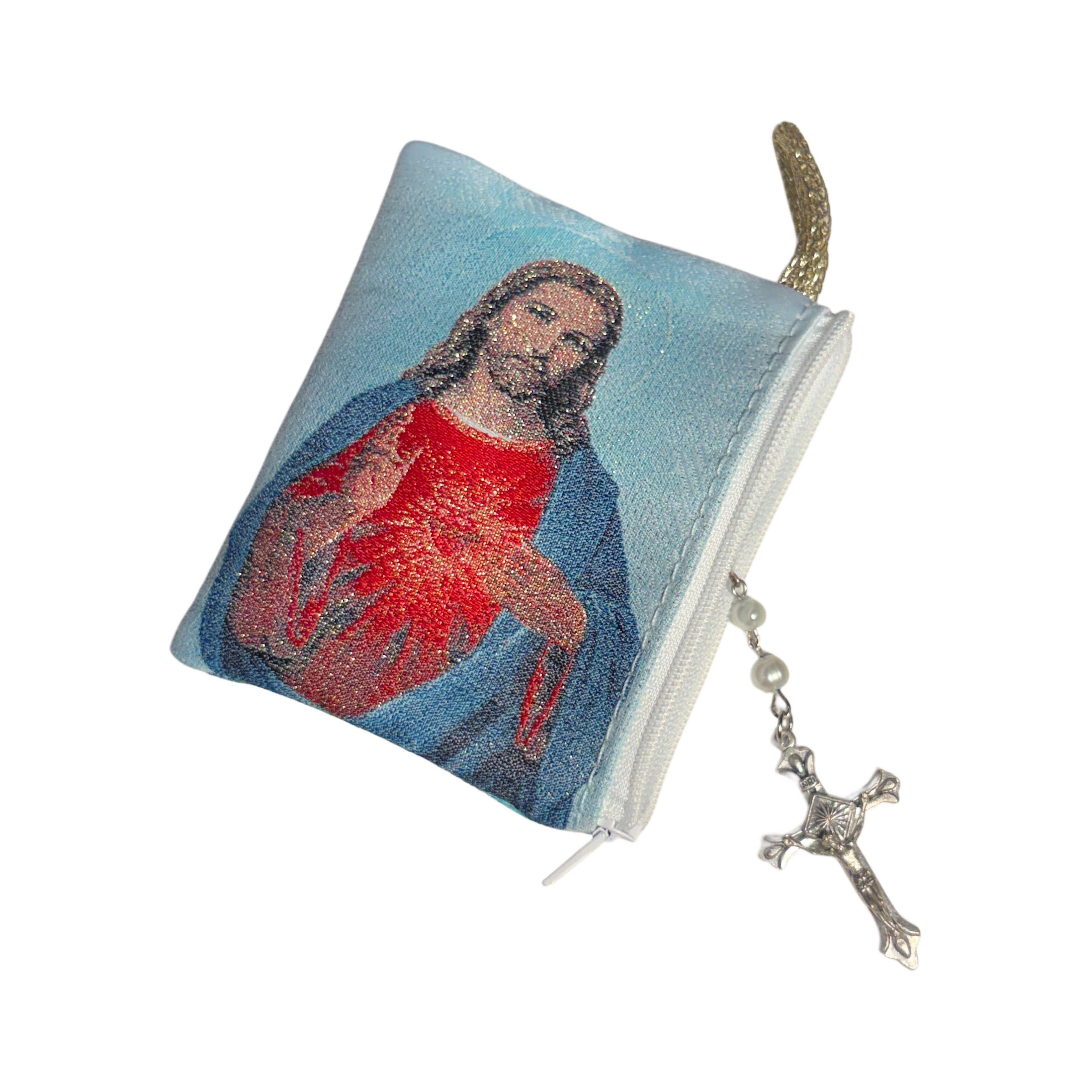 Oremus Mercy - Wholesale Pouch - Unisex - Rosary Pouch - Sacred Heart of Jesus 3″ x 4″4