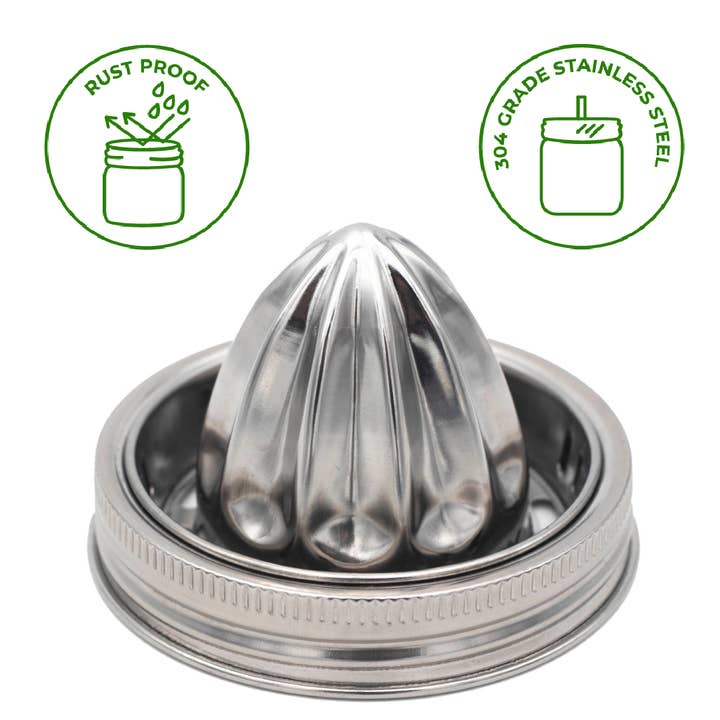 Mason Jar Lifestyle - Wholesale Drink Lids - Stainless Steel Juicing Lid for Wide Mouth Mason Jars