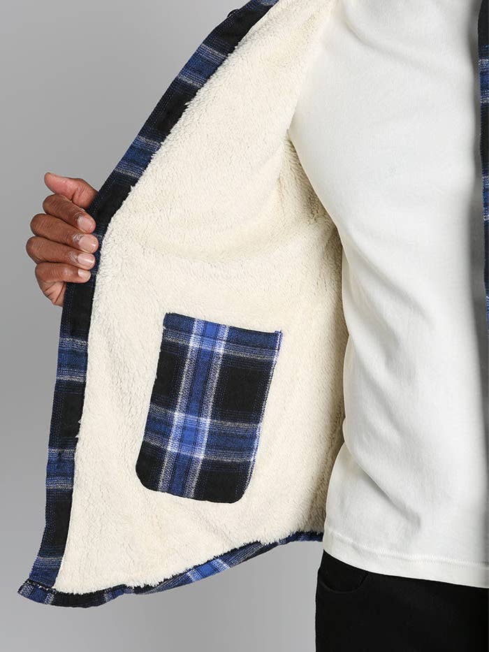 JACHS NY - Wholesale Shirt Jacket/Shacket - Men's - Sherpa Lined Flannel Shirt Jacket