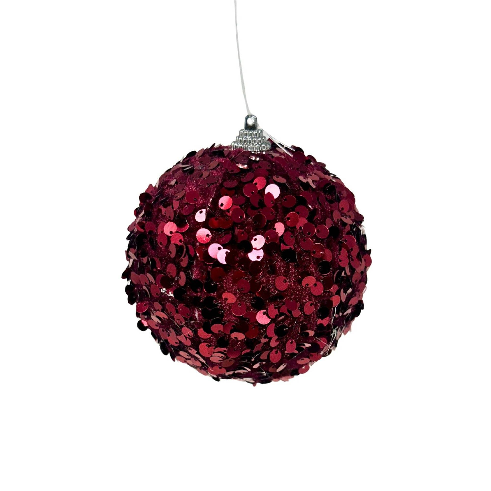 David Christopher's Collection - Wholesale Ornament - Faux Velvet Sequin Ornament - Burgundy 4”0