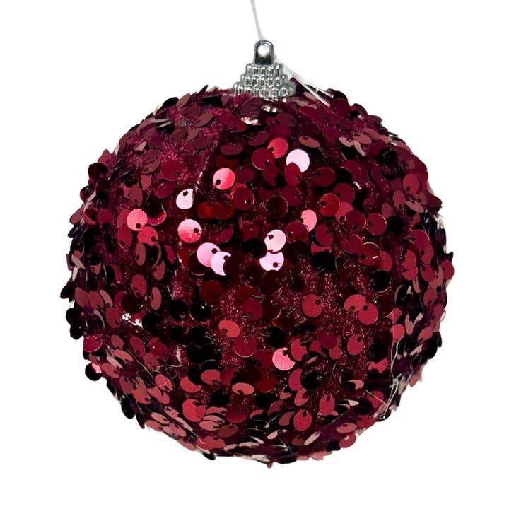 David Christopher's Collection - Wholesale Ornament - Faux Velvet Sequin Ornament - Burgundy 4”0