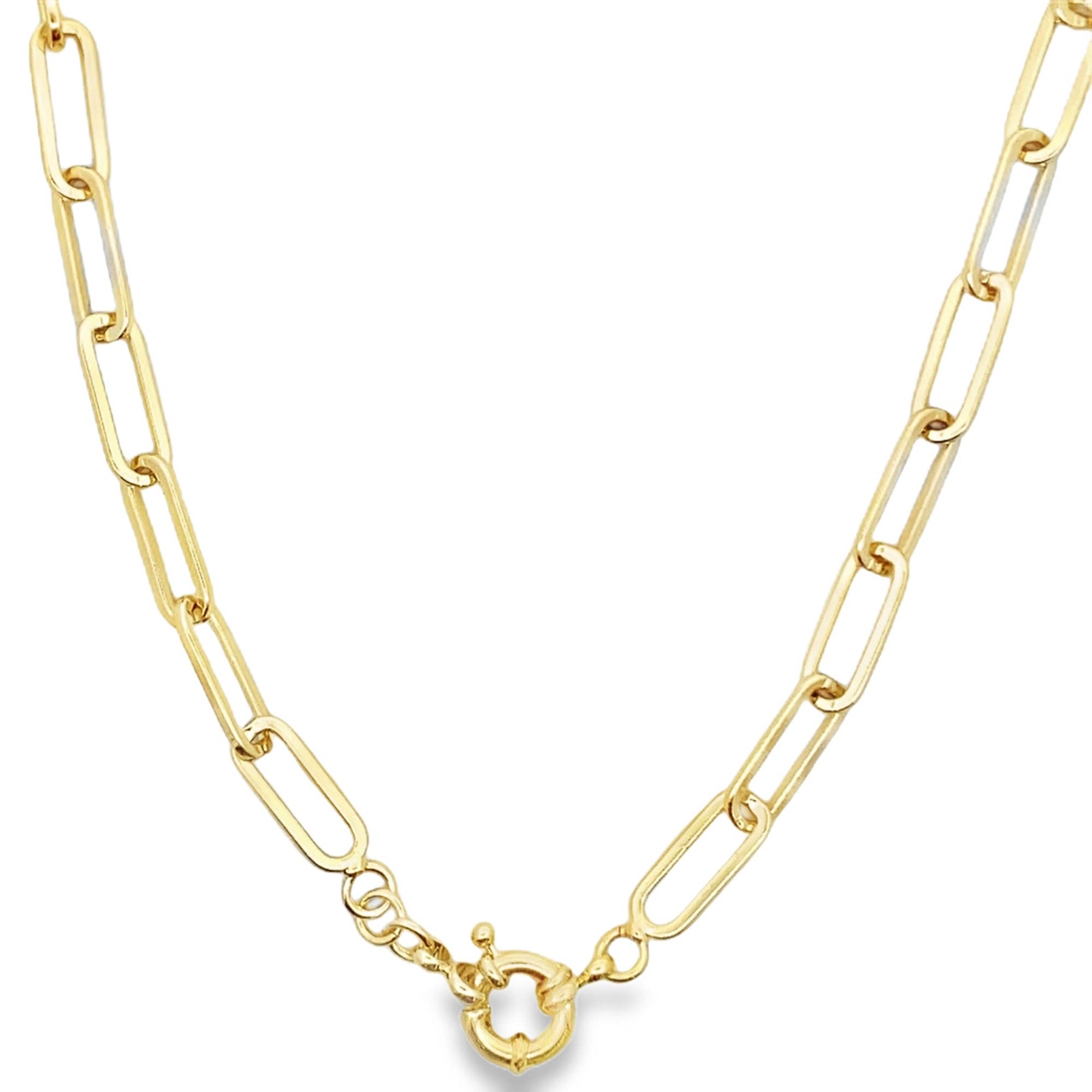 MIA Jewelry - Wholesale Schakelketting - 18K goud gevulde paperclip-ketting van 6 mm (F222-223) (I336)0