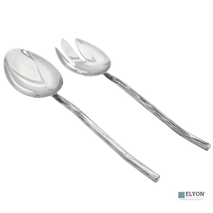 Elyon Twig Silver Salad Serving Set Hostess Gift Set 2 Piece for wholesale by Elyon Tableware®