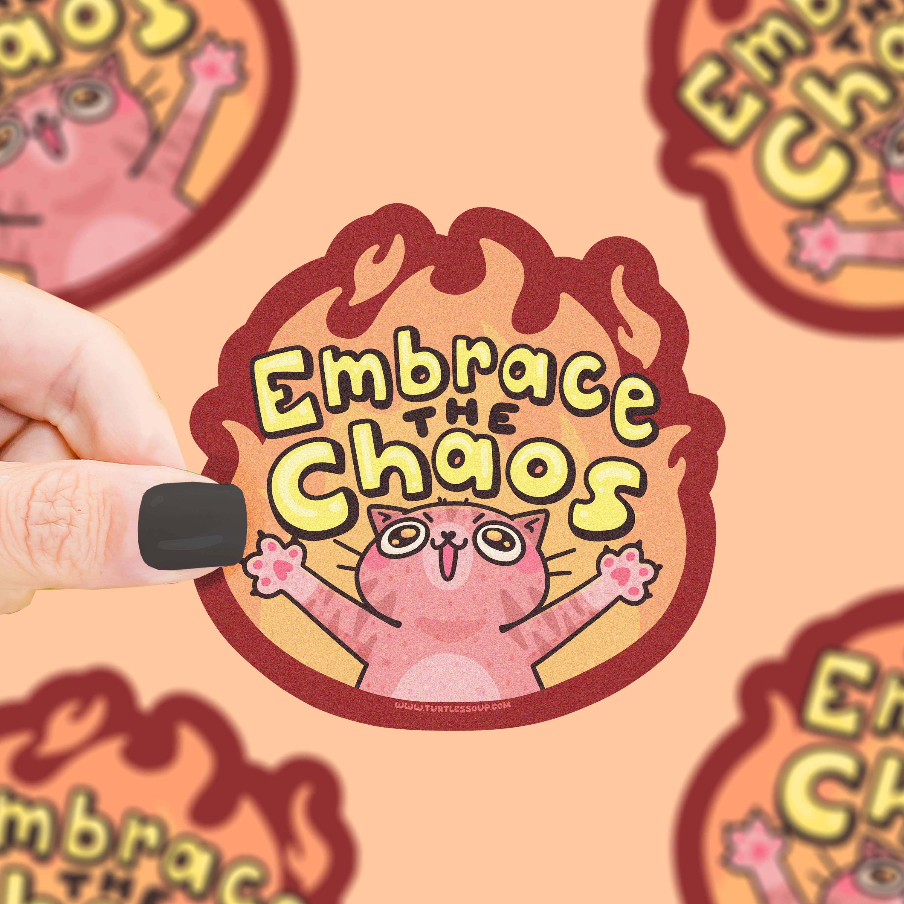 Turtle's Soup - Wholesale Sticker - Funny Embrace the Chaos Destructive Cat Meme Vinyl Sticker
