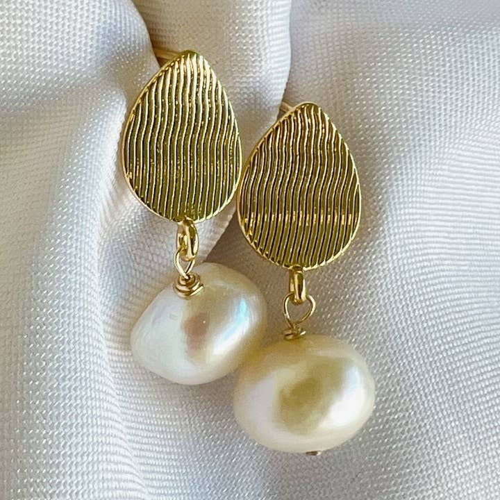 Annie Freshwater Pearl Stud Earrings Gold Filled for wholesale by True by Kristy Jewelry