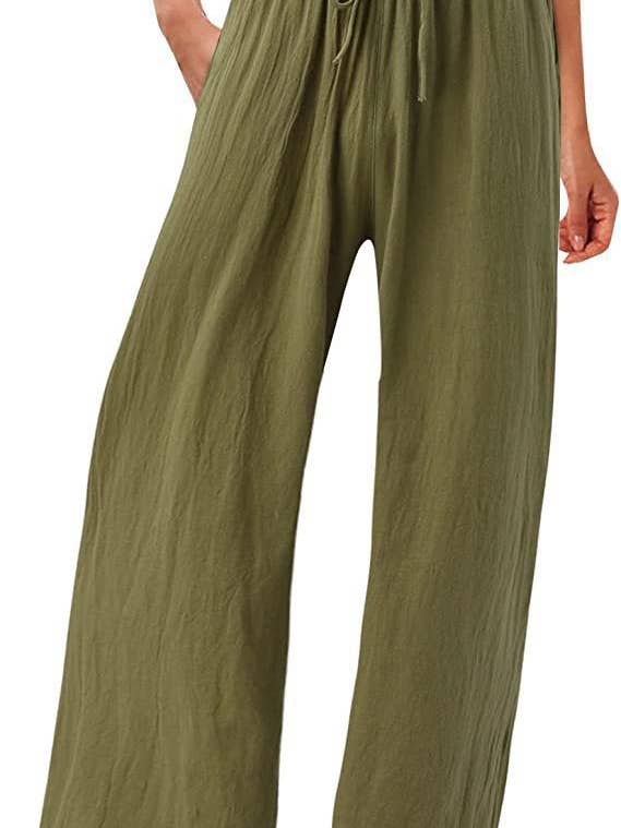Lily Clothing - Wholesale Pants - Women's - Solid-colored cotton linen loose wide-leg pants11