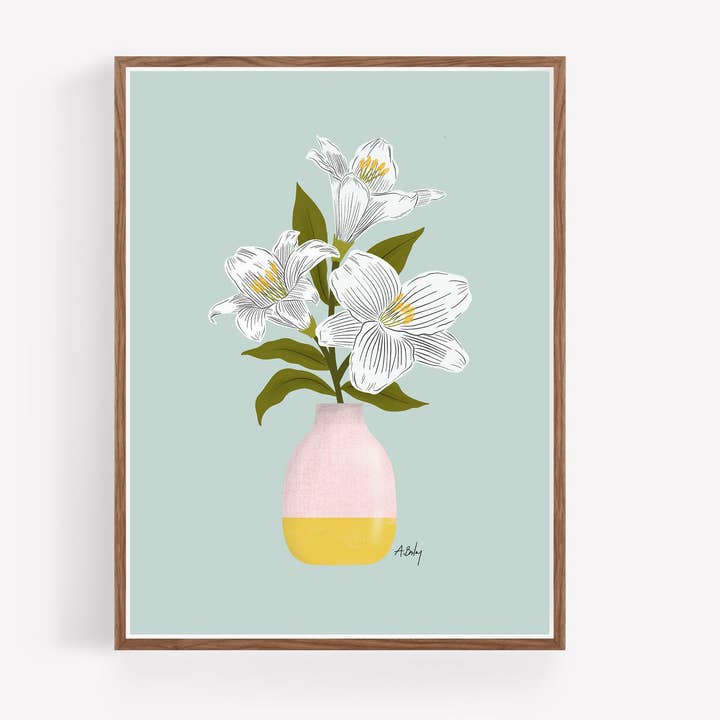 Lilies - floral illustration print for wholesale by Annie Bailey Art