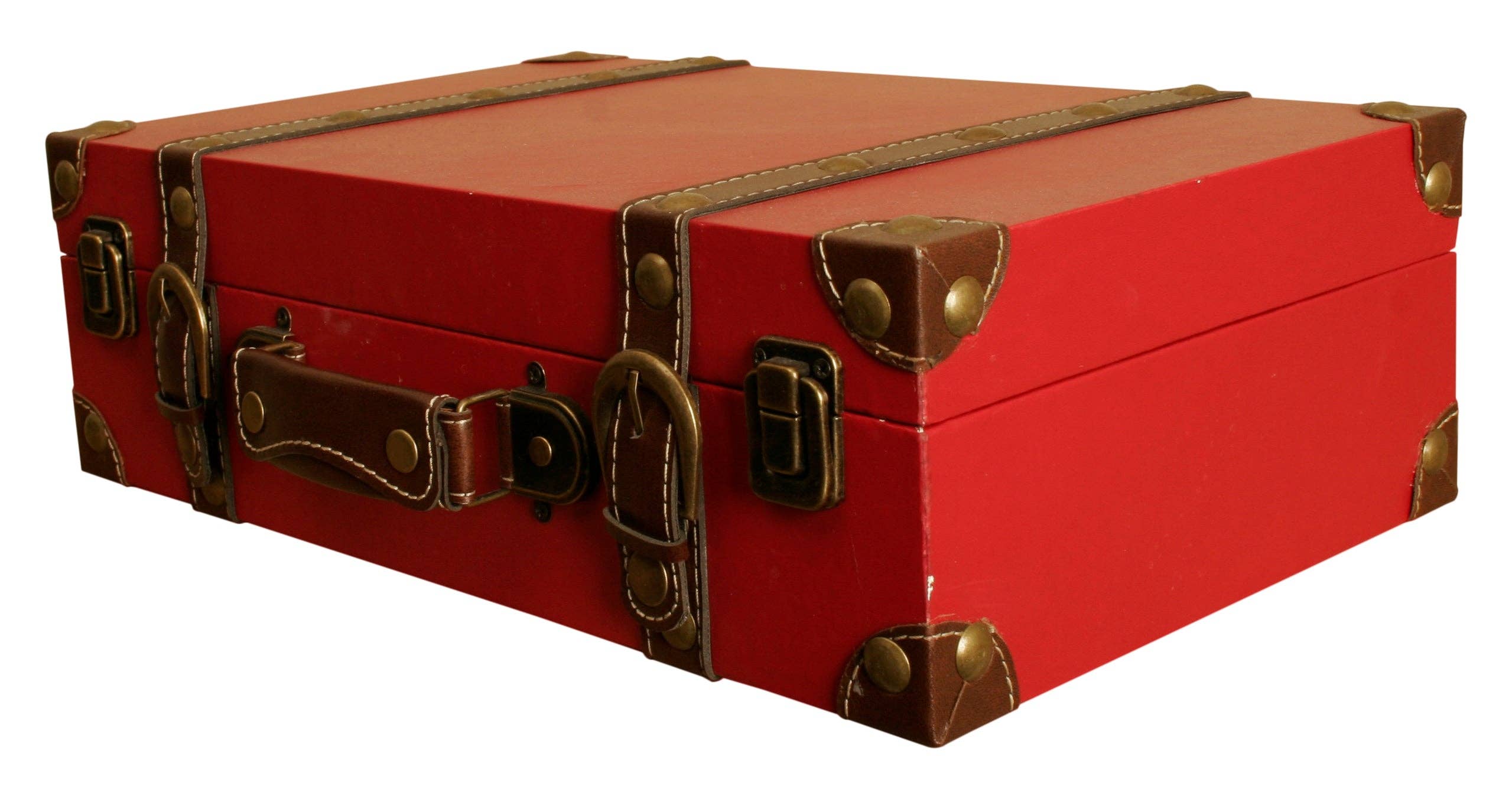 WALD IMPORTS - Wholesale Decorative Box - Red Faux Leather Suitcase1
